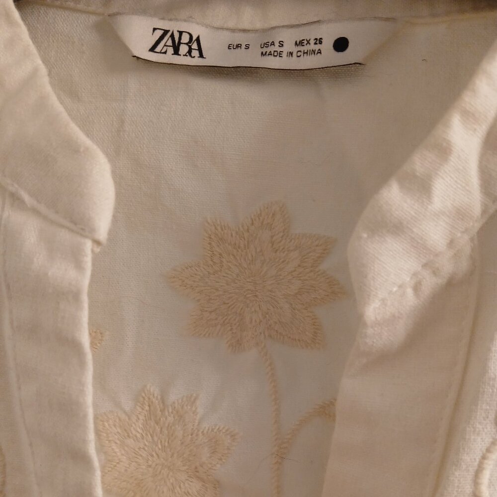ZARA Embroidered Cream Jacket - Picture 7 of 12